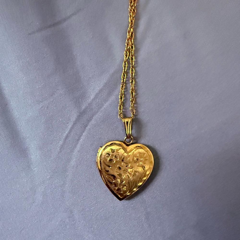 Gold Heart Locket Necklace